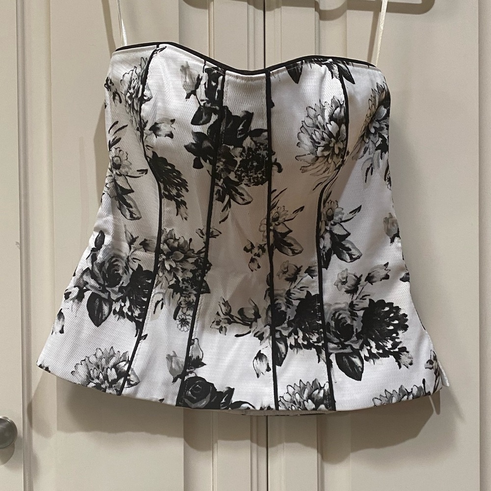 WHBM Black & White Floral Tube Top